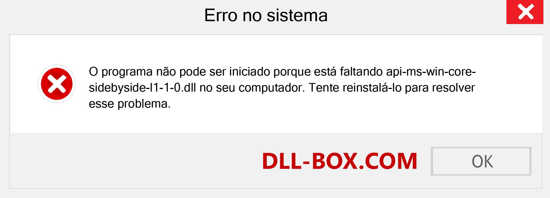 Arquivo api-ms-win-core-sidebyside-l1-1-0.dll ausente ?. Download para Windows 7, 8, 10 - Correção de erro ausente api-ms-win-core-sidebyside-l1-1-0 dll no Windows, fotos, imagens